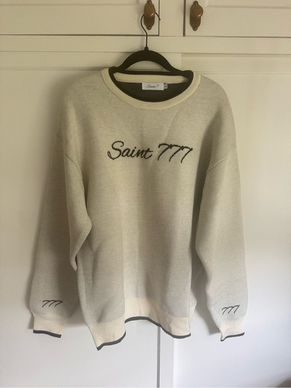Saint 777 Men’s Cream Crewneck Sweater